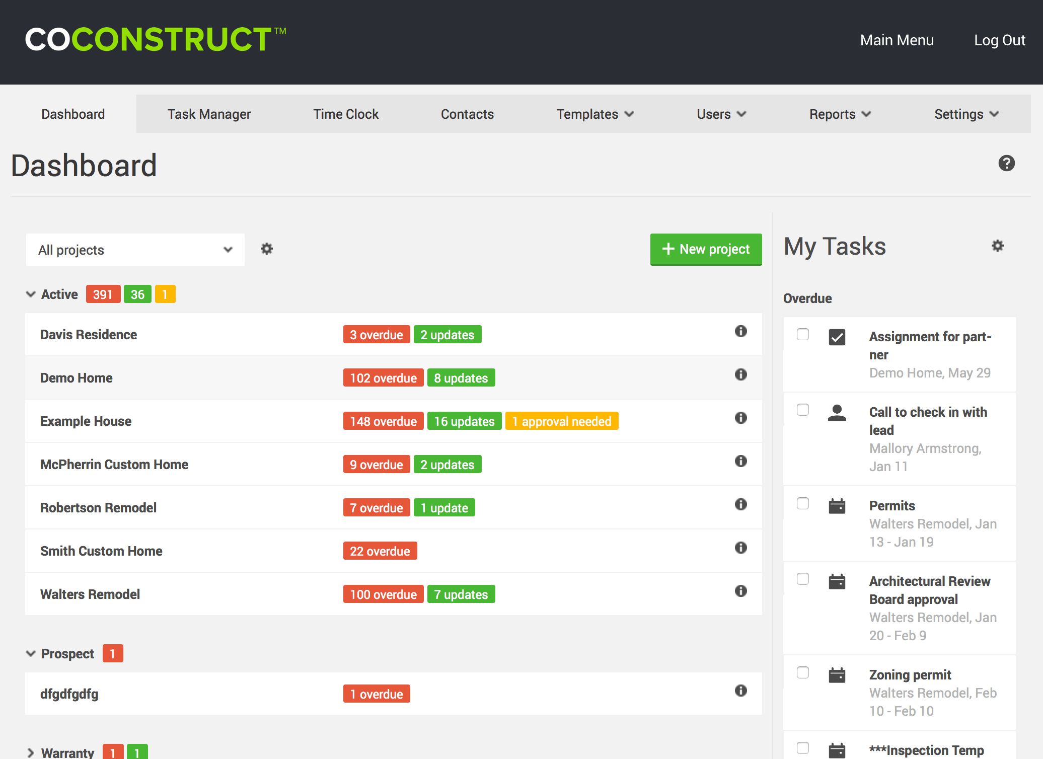 Construction software for Mac Coconstruct screenshot