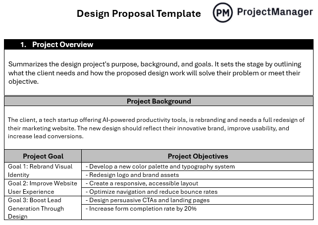 Design proposal template for Word