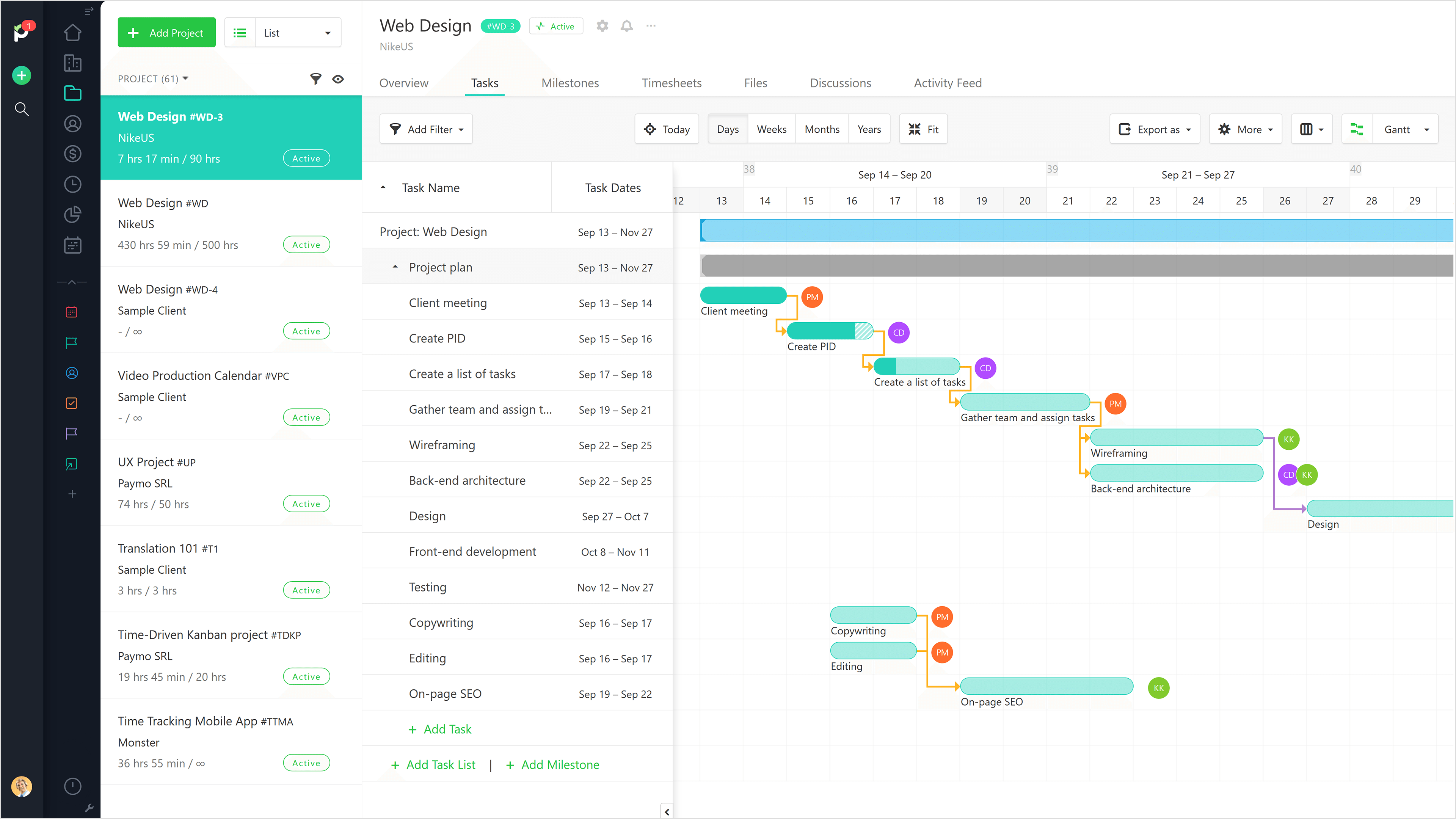 Best Gantt chart software, paymo screenshot