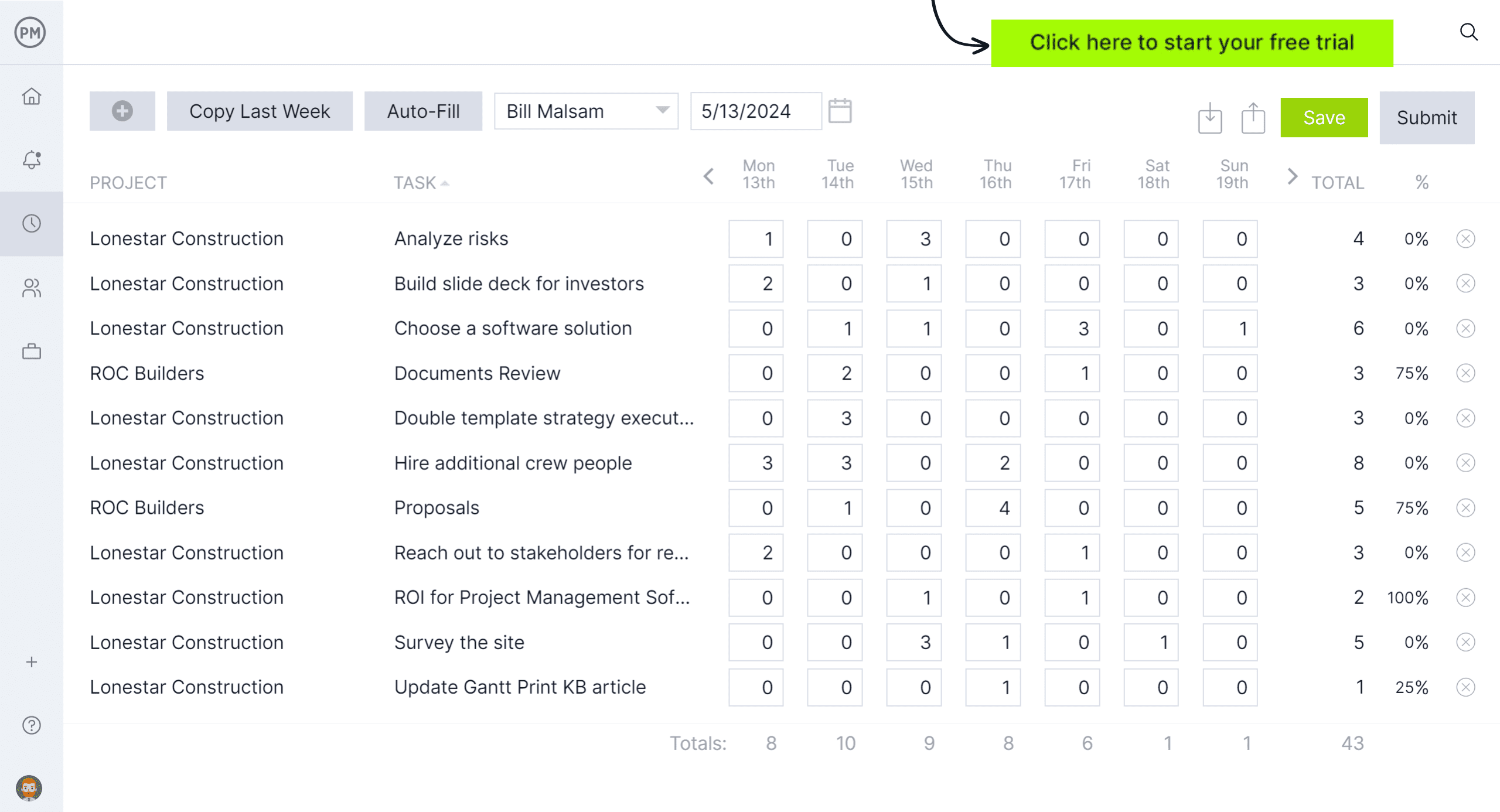 Timesheet tool for managing employee schedules and hours