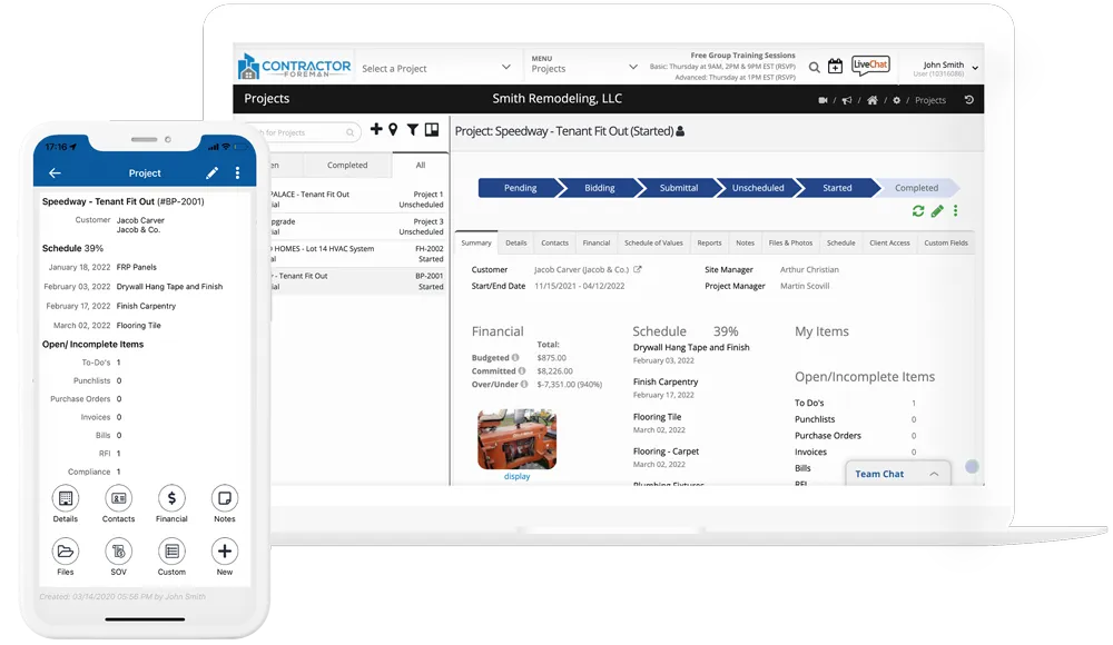 Contractor foreman has a mobile app which makes it a popular construction estimating software
